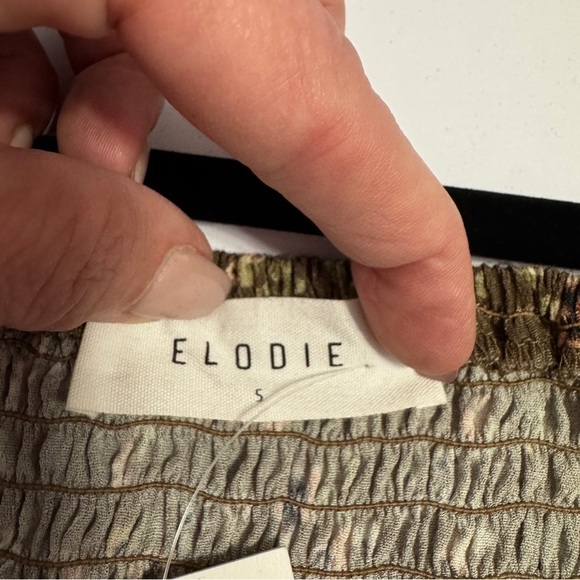 Elodie Floral Puff Sleeve Square Neck Peasant Top Brown Small NWT - Picture 5 of 8